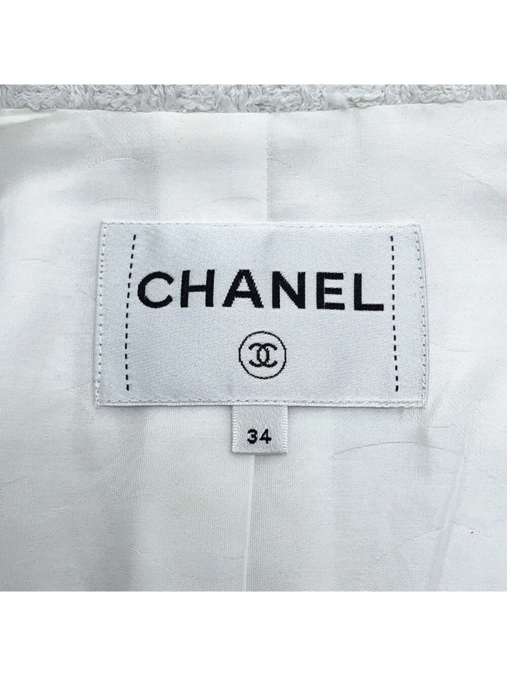Chanel Jacket CC Logo Tweed Outer White 34